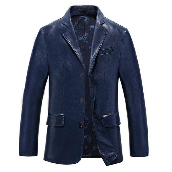 Blue Fashion Blazer Leather Jacket