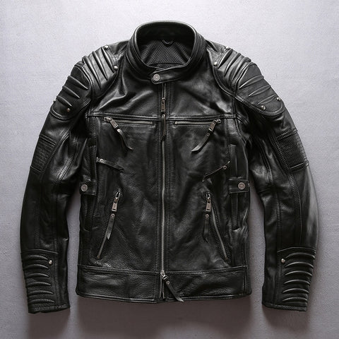 Cowhide Mandarin Collar Leather Jacket|BlackJack Leathers 