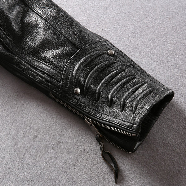 Cowhide Mandarin Collar Leather Jacket|BlackJack Leathers