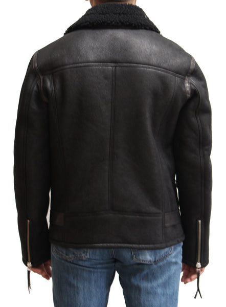 Black strapped Leather Biker Jacket