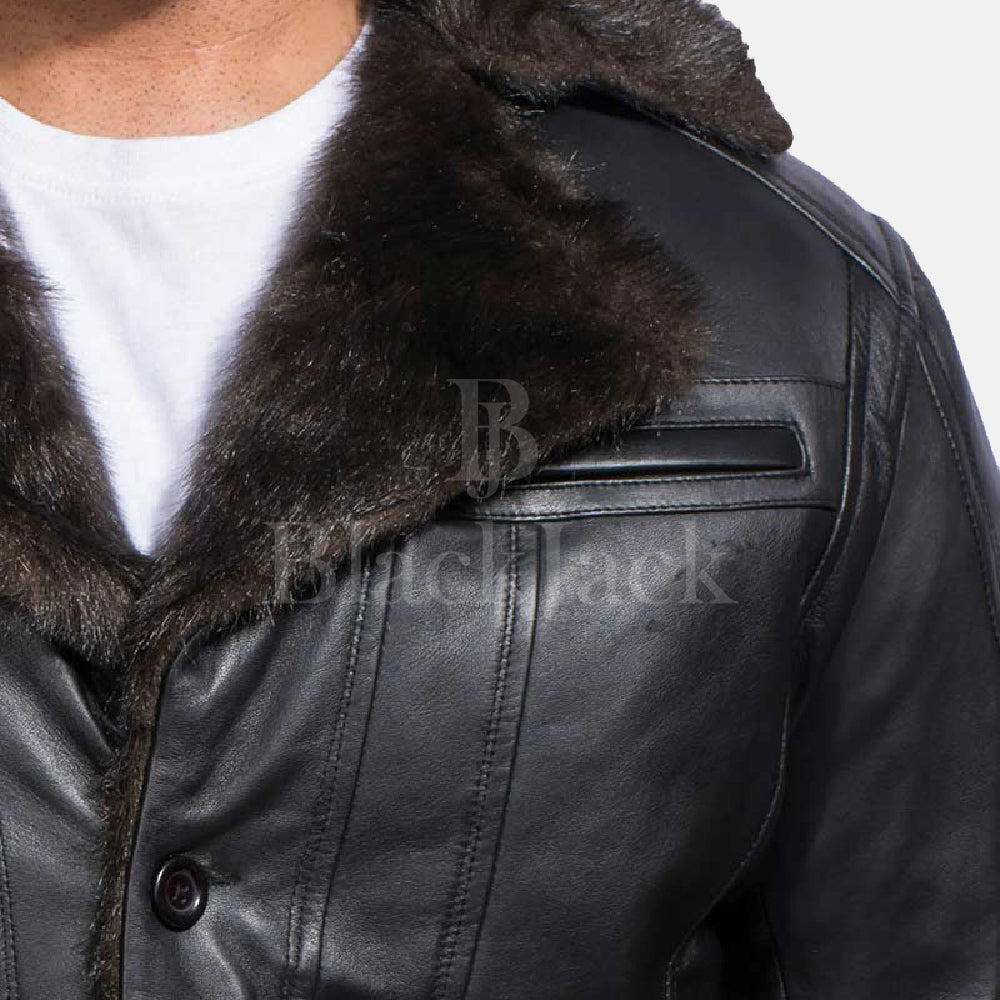 Furcliff Black Leather Coat Black Jack Leathers