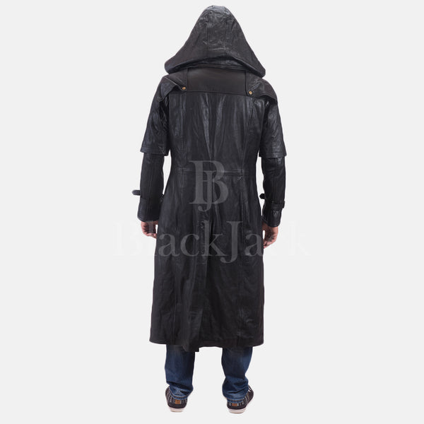 Huntsman Black Hooded Leather Coat|BlackJack Leathers 