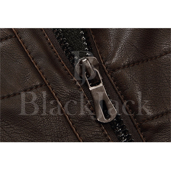 Casual Zipper Cuffs Leather Jacket|BlackJack Leathers 