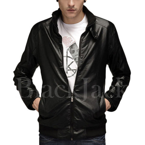 Button Cuff Collar Leather Jacket|BlackJack Leathers 