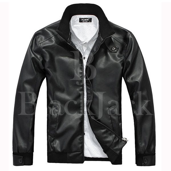 Button Cuff Collar Leather Jacket|BlackJack Leathers 