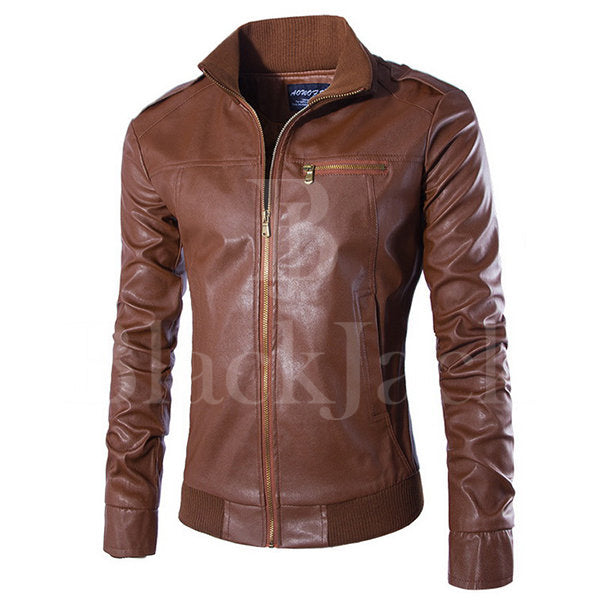 Stylish Chest Pocket Leather Jacket|BlackJack Leathers 