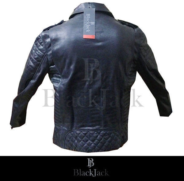 Cowhide Quilted Biker Leather Jacket|BlackJack Leathers 