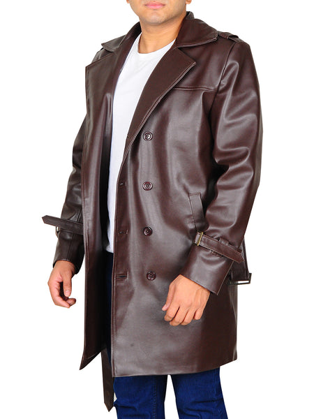 Lapel Collar Brown Trench Coat for Men