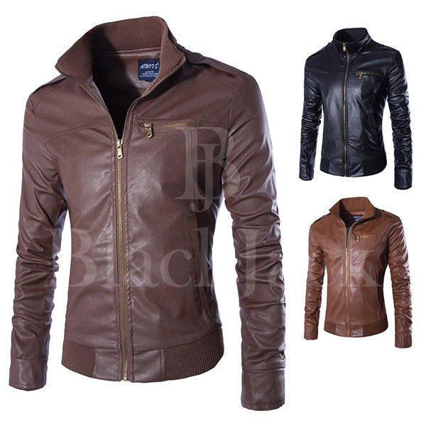 Stylish Chest Pocket Leather Jacket|BlackJack Leathers 