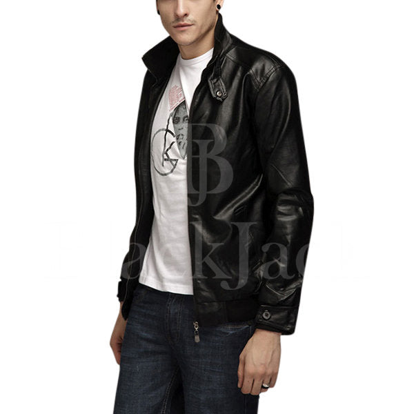 Button Cuff Collar Leather Jacket|BlackJack Leathers 