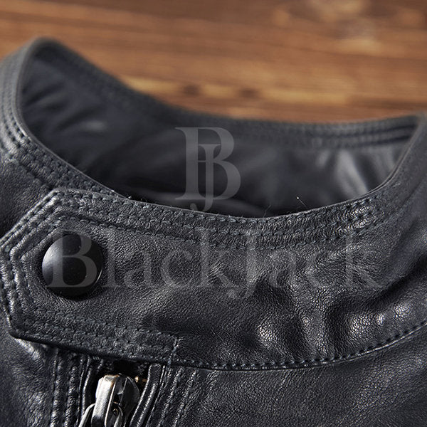 Fashion Stand Collar Leather Jacket|BlackJack Leathers 