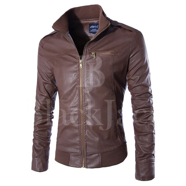 Stylish Chest Pocket Leather Jacket|BlackJack Leathers 