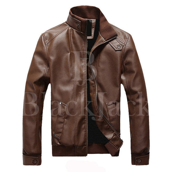 Button Cuff Collar Leather Jacket|BlackJack Leathers 