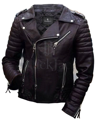 Cowhide Quilted Biker Leather Jacket|BlackJack Leathers 