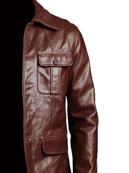Brown Vintage 5 button Pure Leather Blazer