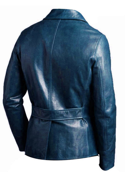 Blue Vintage 5 button Pure Leather Blazer