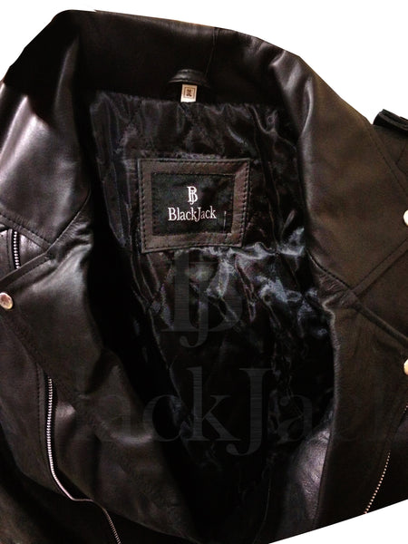 Cowhide Quilted Biker Leather Jacket|BlackJack Leathers 