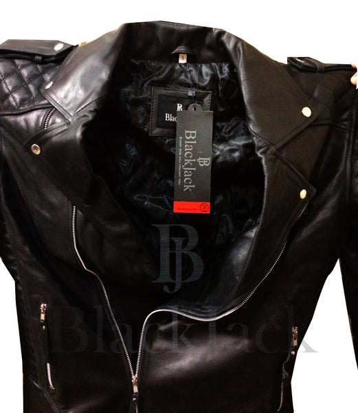 Cowhide Quilted Biker Leather Jacket|BlackJack Leathers 