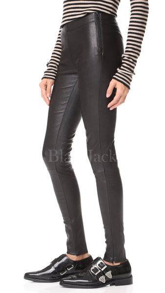 Premium Ankle Zip Leather Pants