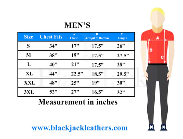 Men's Shirts size chart | Black Jack Leathers