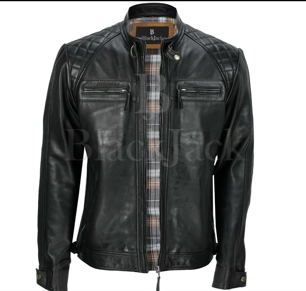 Fancy Biker Buffalo Leather Jacket – Black Jack