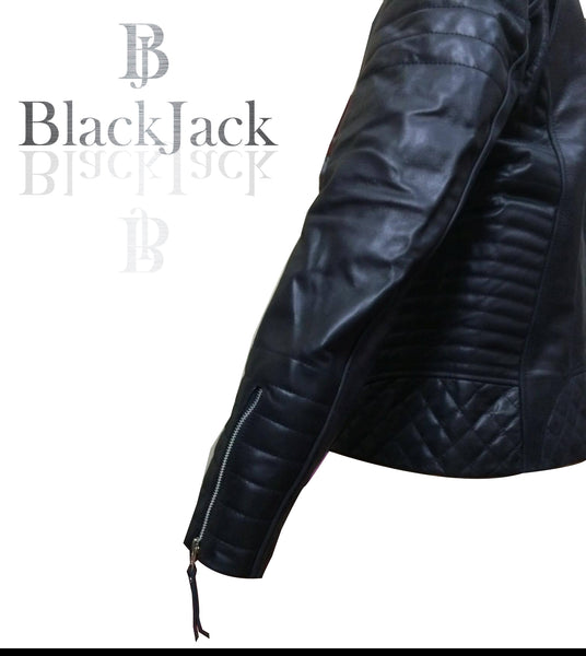 Cowhide Quilted Biker Leather Jacket|BlackJack Leathers 