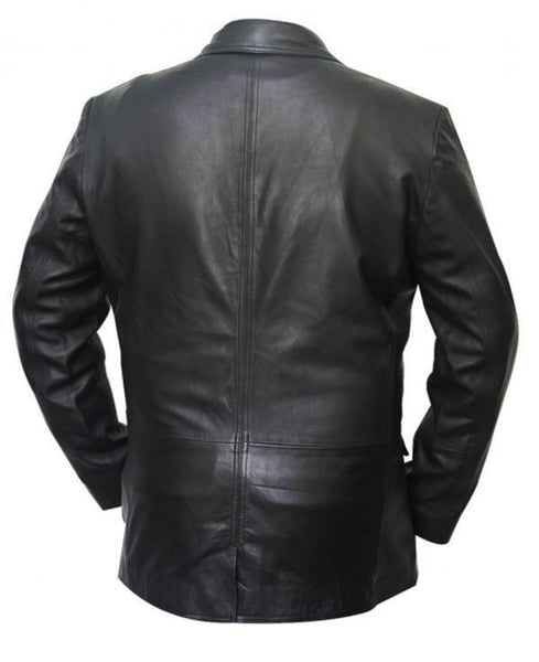 Slim fit Black Leather Classical Blazer