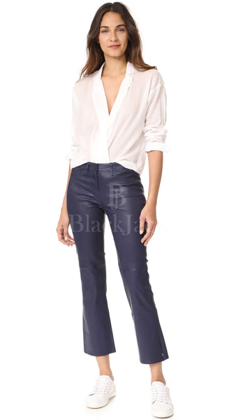 Crop Bell Leather Jeans|BlackJack Leathers 