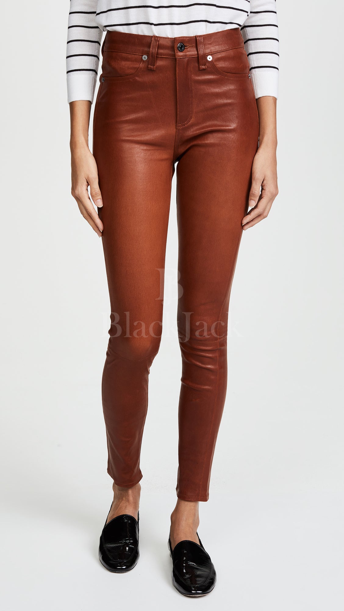 Cognac leather pants sale