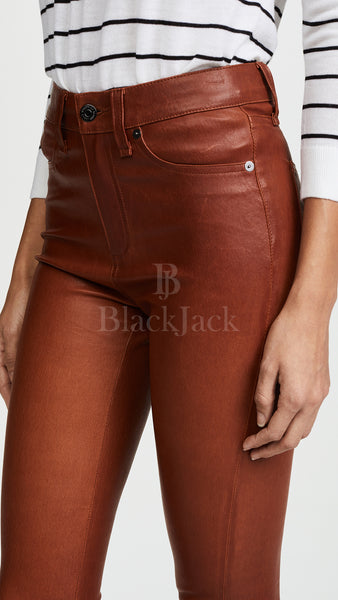 Cognac Leather Pants