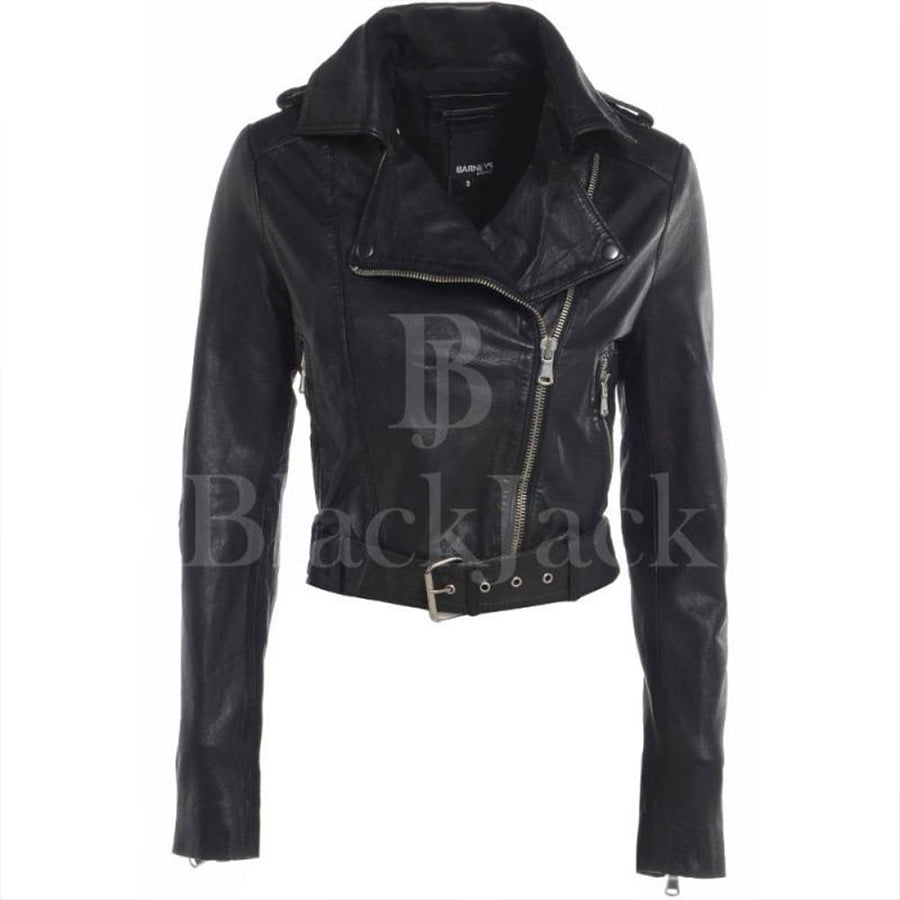 Asymmetric Leather Biker Jacket