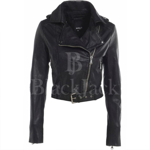 Asymmetrische Bikerjacke aus Leder