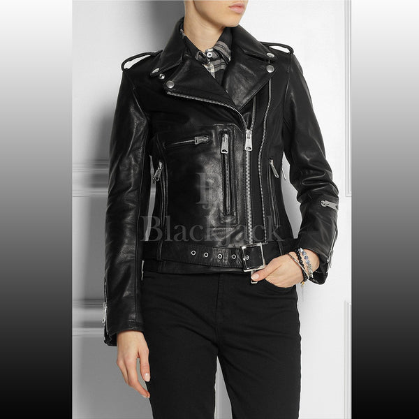 Classic Moto Biker Leather Jacket